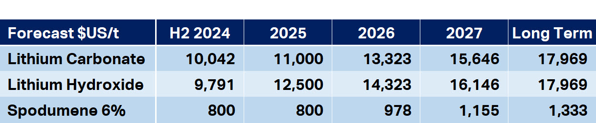 Goldman Sachs lithium minerals forecasts. Source Goldman Sachs Global Investment Research