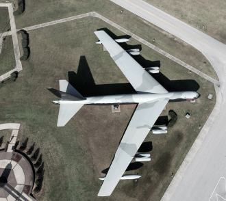 Aerial view of a military asset 