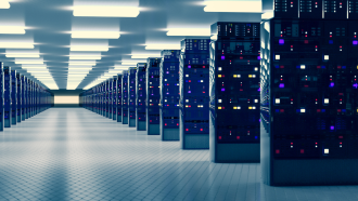 Crypto 15 - Server racks in server room cloud data center for crypto data mining