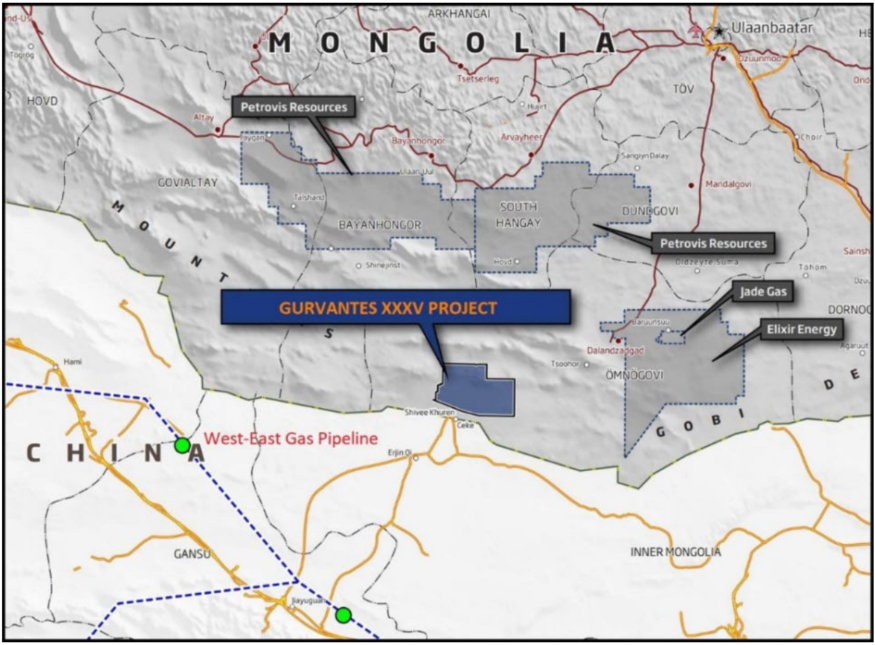 (Source: Talon Energy) A map detailing the location of the Gurvantes Project 