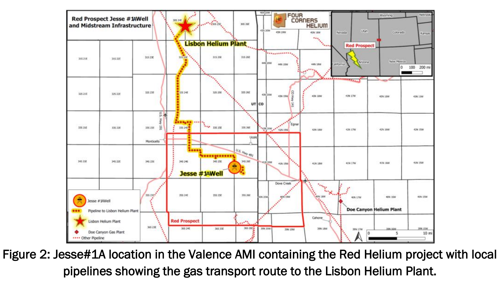 (Source: Grand Gulf Energy) A map locating the company's acreage in relation to the Libson helium plant pipeline