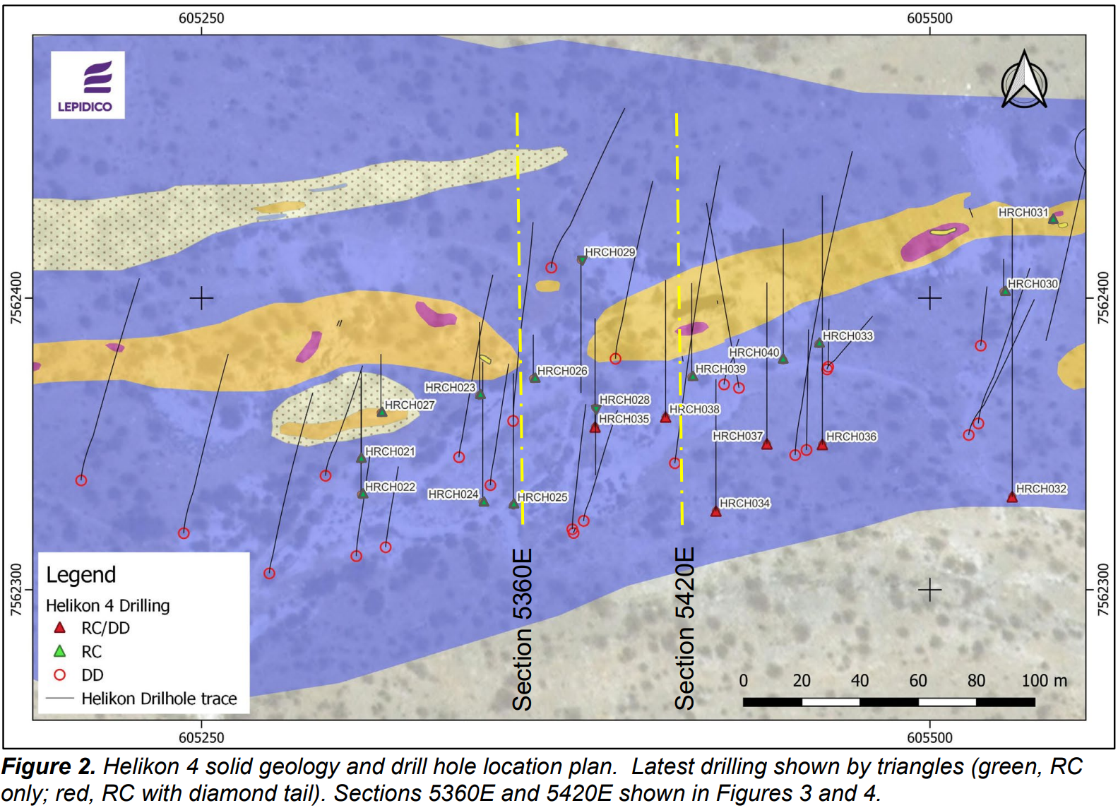 A fairly technical map from the company showing the locations of latest drillholes and drill direction 