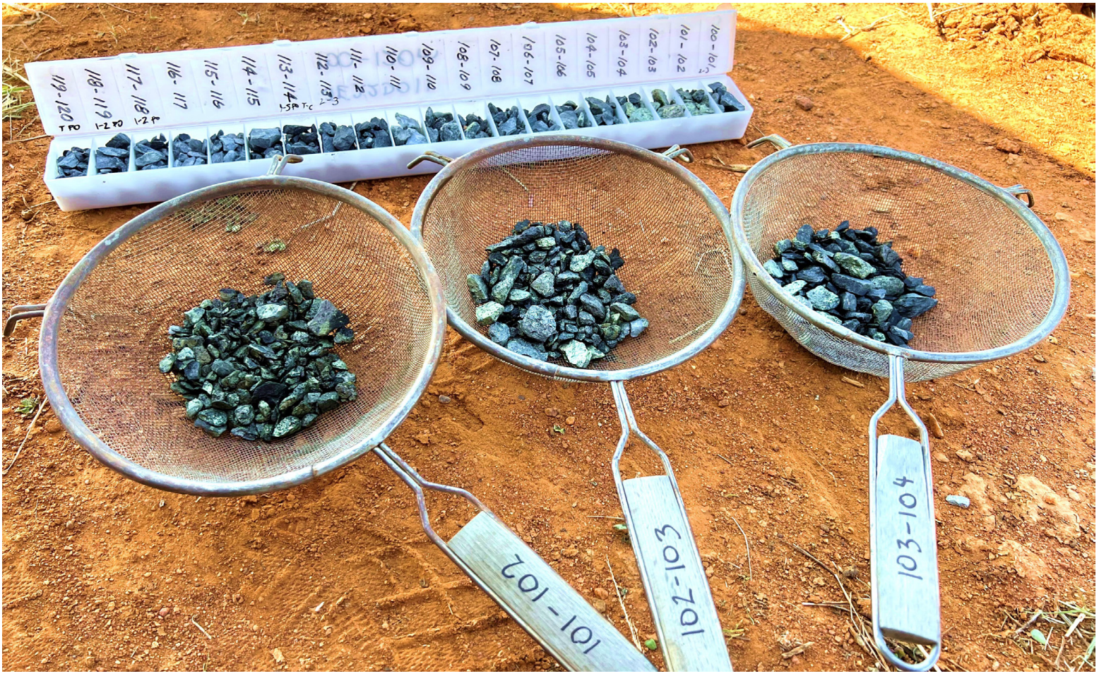 A look at rockchips collected from some RC assets at Jericho with visible sulphide mineralisation 
