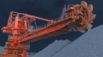 An industrial size iron ore conveyer belt