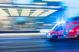 Red van in time lapse pic - ambo or similar