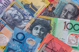 Australian banknotes accumulated together 