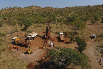 (Source: Panoramic Resources) Drill rig on-site the Savannah Nickel Project in May 2022 
