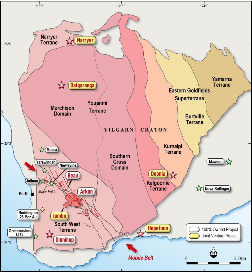 (Source: Impact Minerals) A map locating Impact's various WA projects 