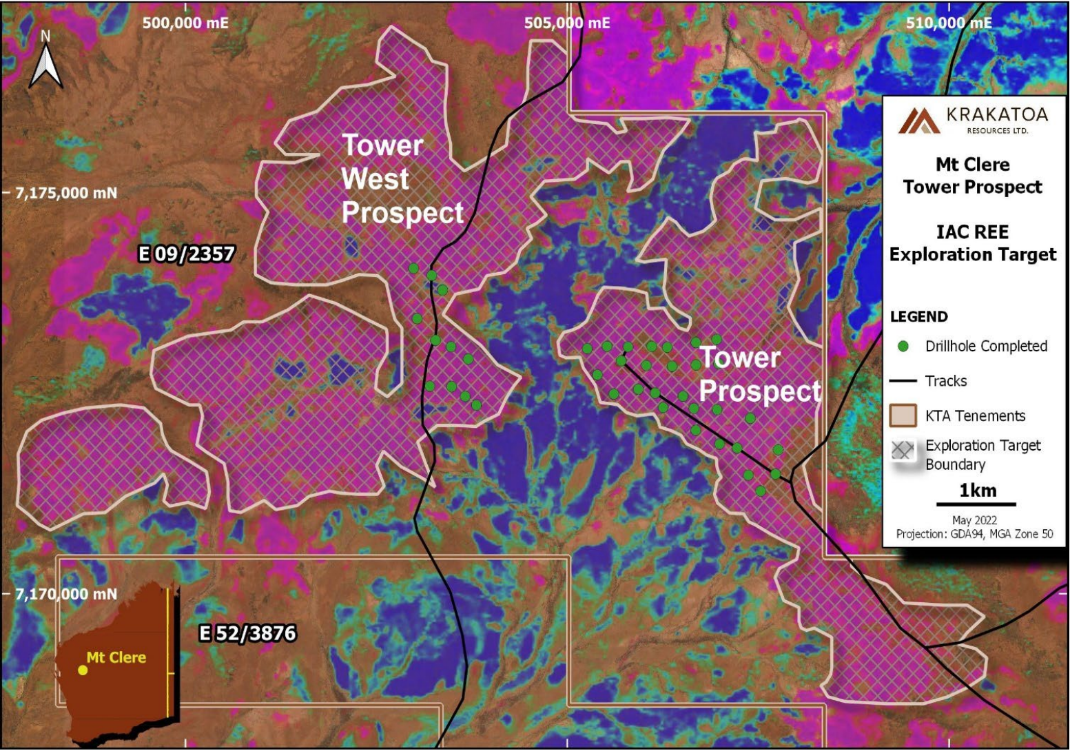 A map locating Krakatoa's Tower Prospect 