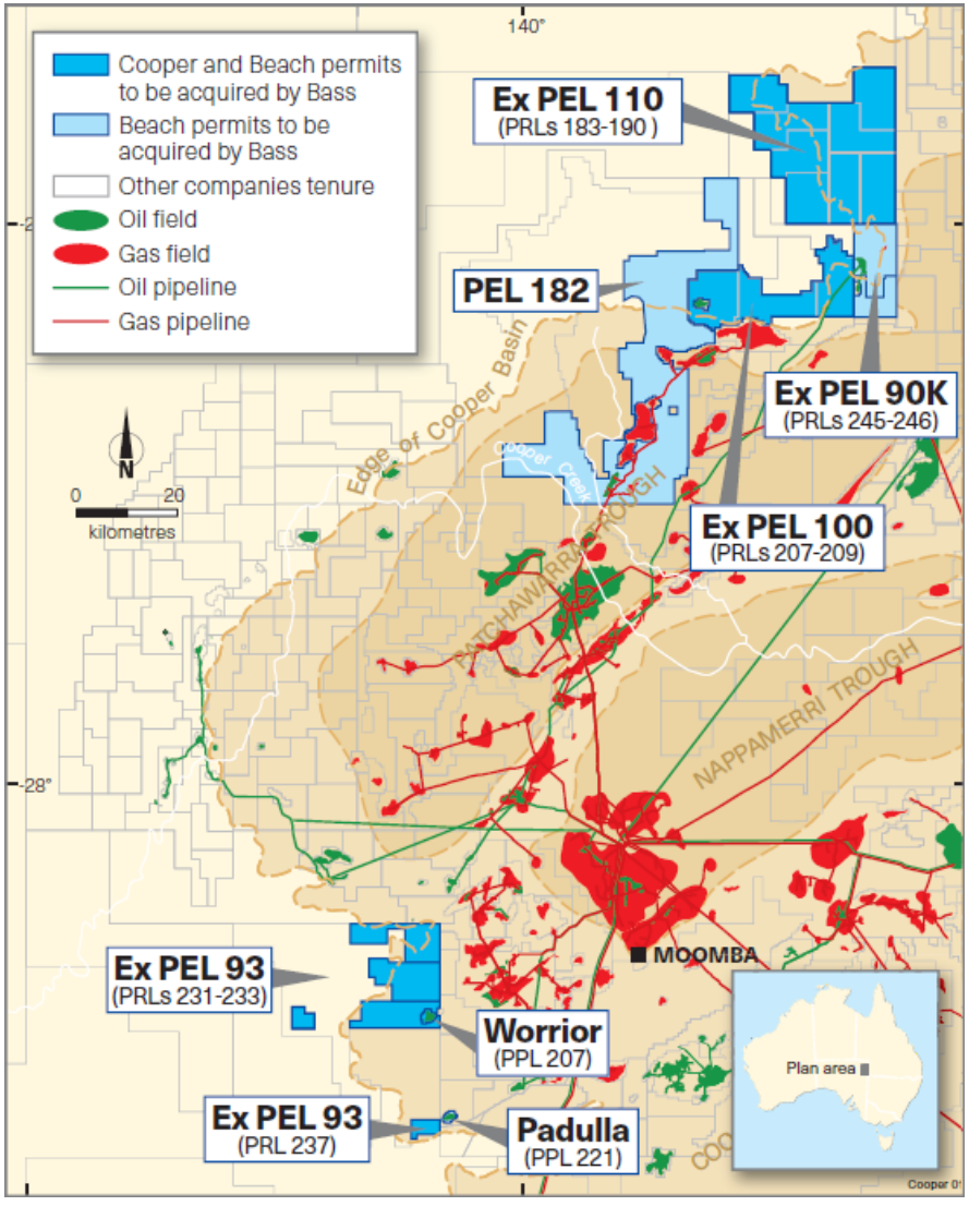 (Source: Bass Oil) A look at the company's acreage in the Cooper Basin