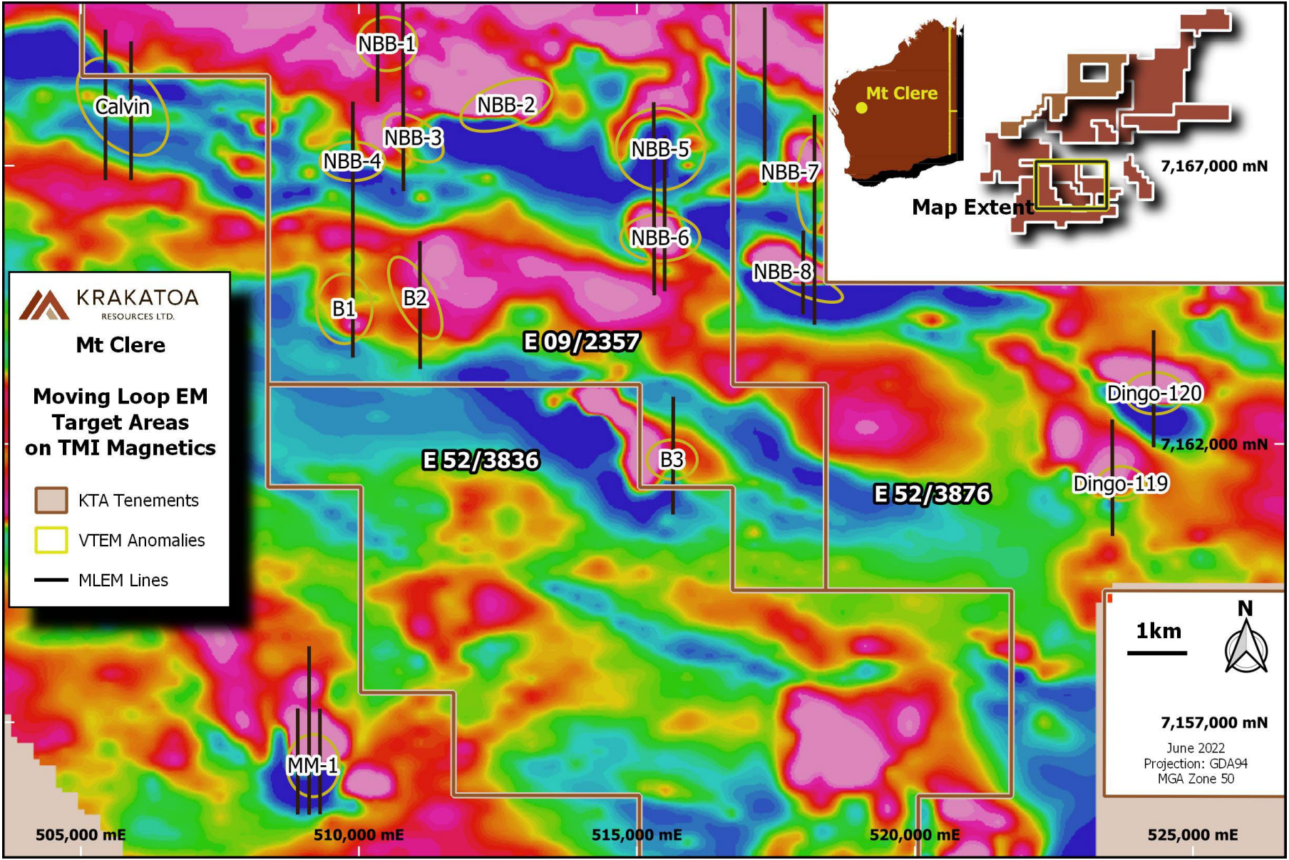 (Source: Krakatoa) A fresh take on magnetics on-site the company's Mt Clere acreage 