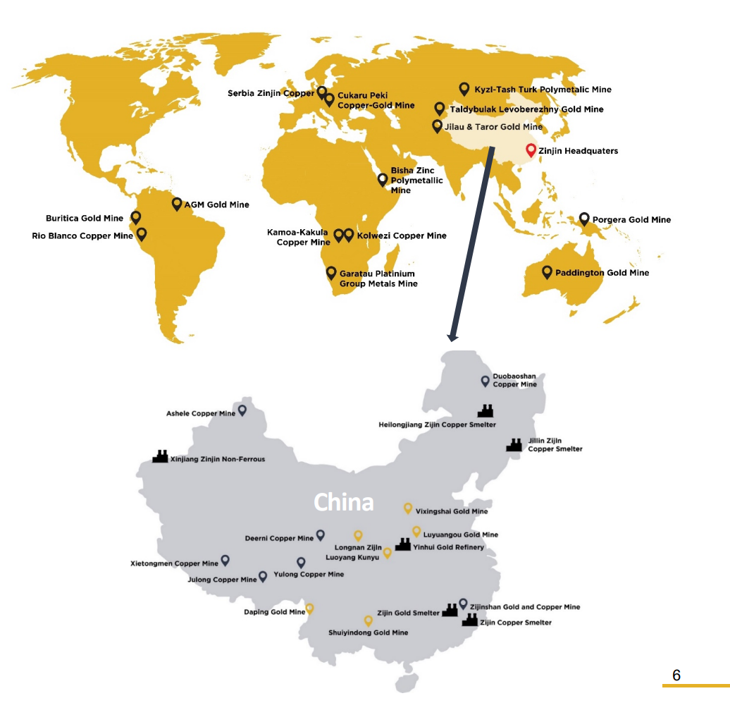 While not related to Xanadu directly, it's worthwhile getting an idea of project partner Zijin's international footprint. The map above locates all of Zijin's gold and copper projects around the world.