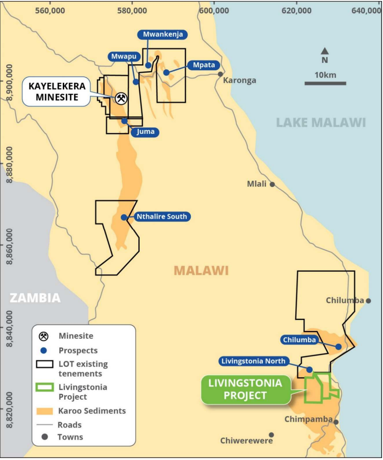 (Source: Lotus Resources) A map locating the company's assets 
