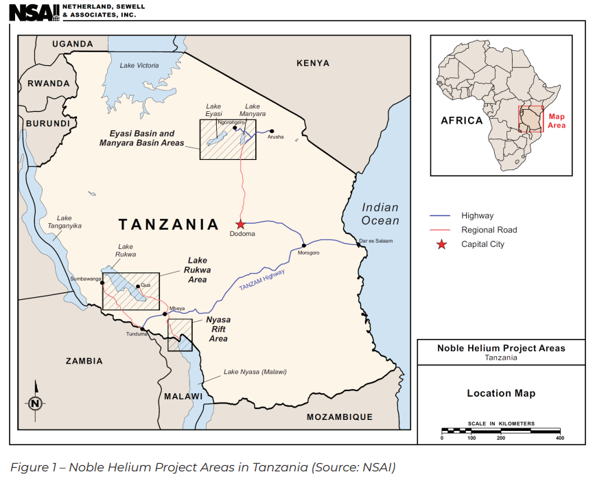 Noble Helium Project Areas