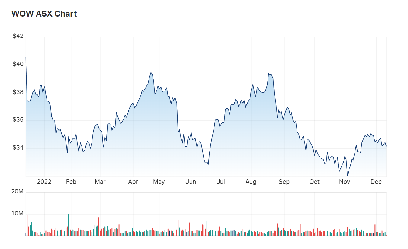 The shape of Woolworths Group's one year charts 