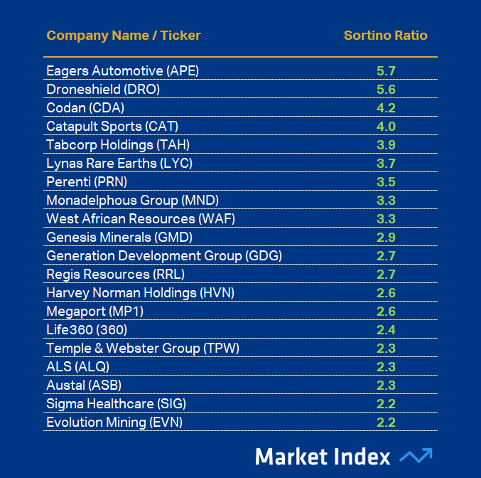 ASX 200 1-year Sortino Ratio Best 43 2025