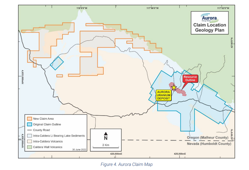 Aurora claim map in Oregon United States