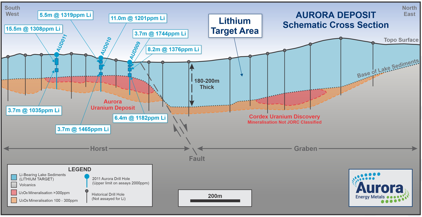 A schematic cross section showing Aurora's lithium target area