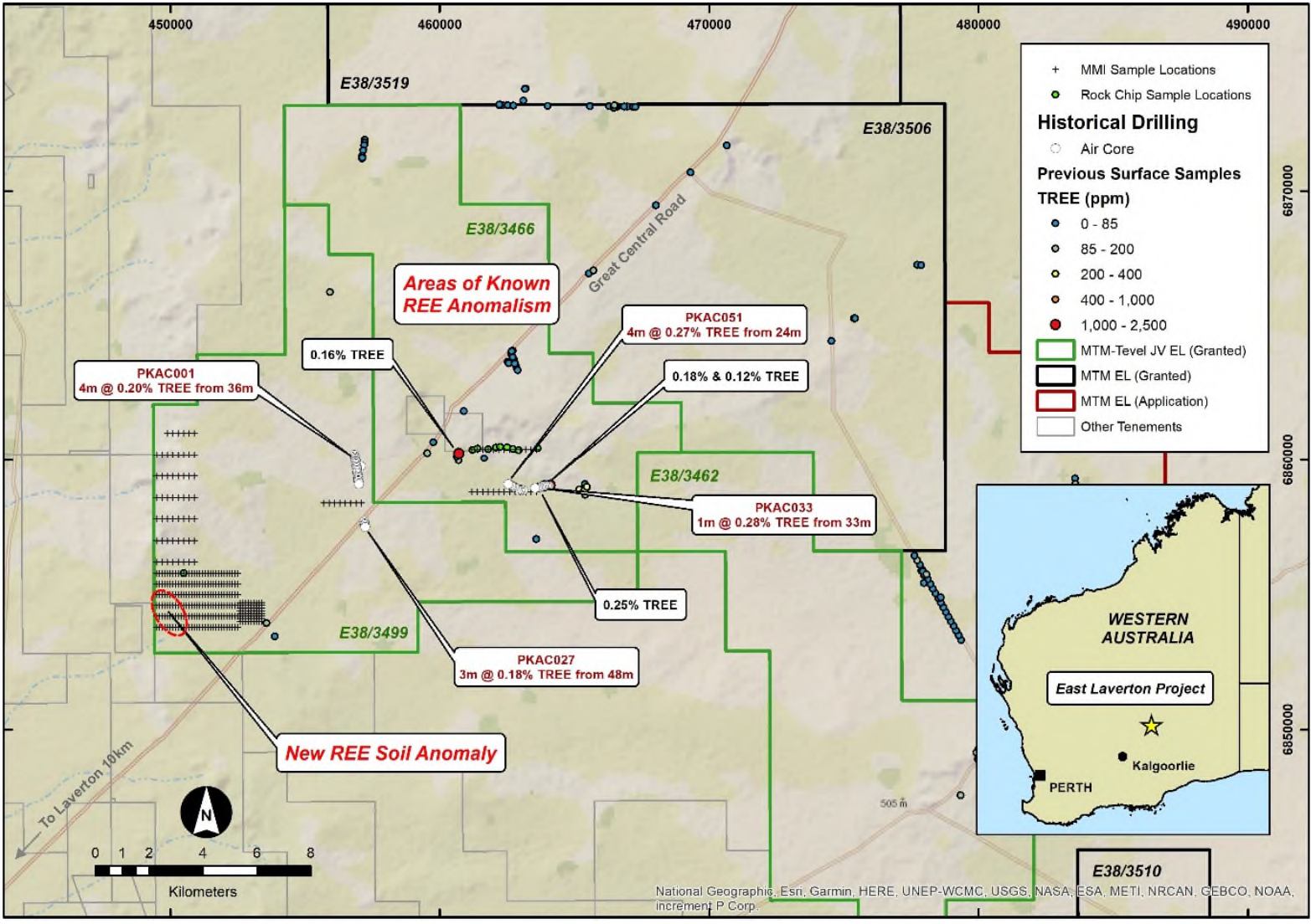 (Source: Mt Monger Resources) Map detailing the location of targets on-site the separate East Laverton REE project 