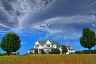 storm clouds above a house 