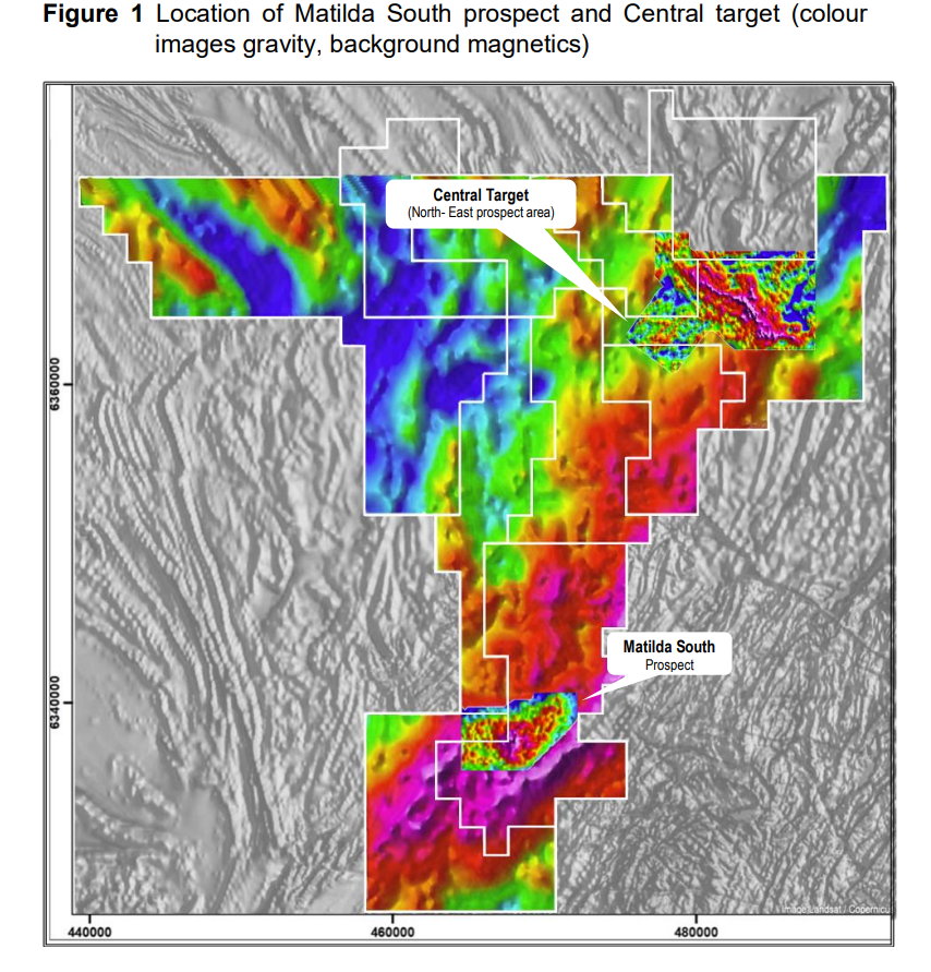 Magnetic survey covering the Central Target and Matilda South prospects 