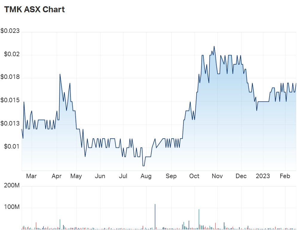 TMK's one year charts show the trademark 'blockiness' of an illiquid stock 