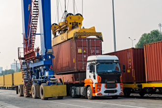 Truck with containers