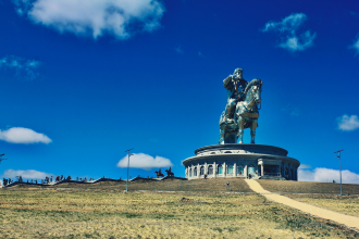 A statue of Genghis Khan located in Mongolia-s capital Ulaanbaatar
