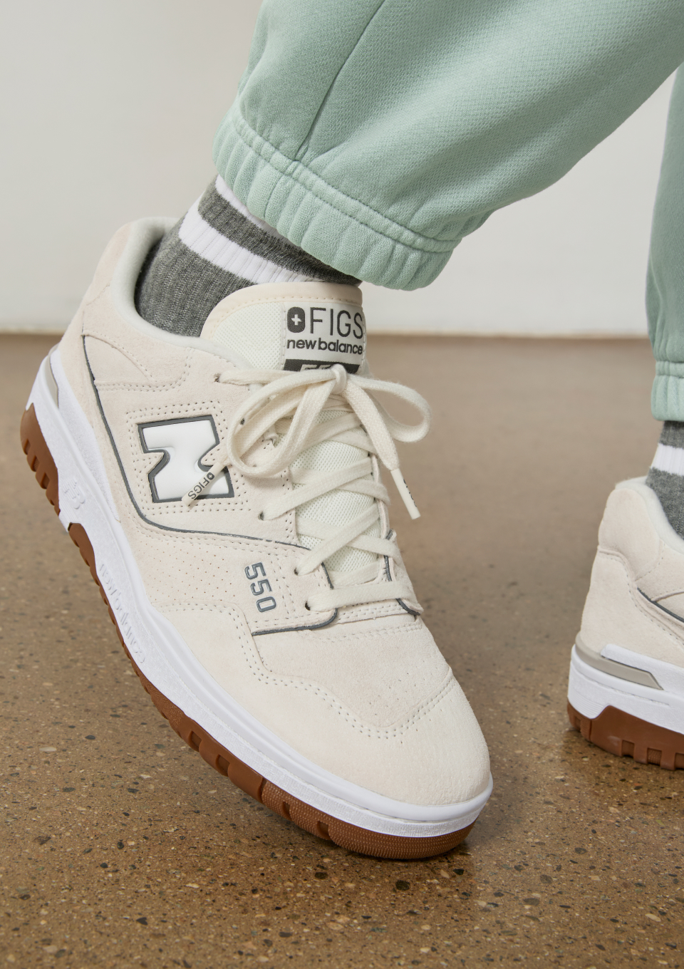 Unisex FIGS | New Balance 550 - Cream/Optic White · FIGS