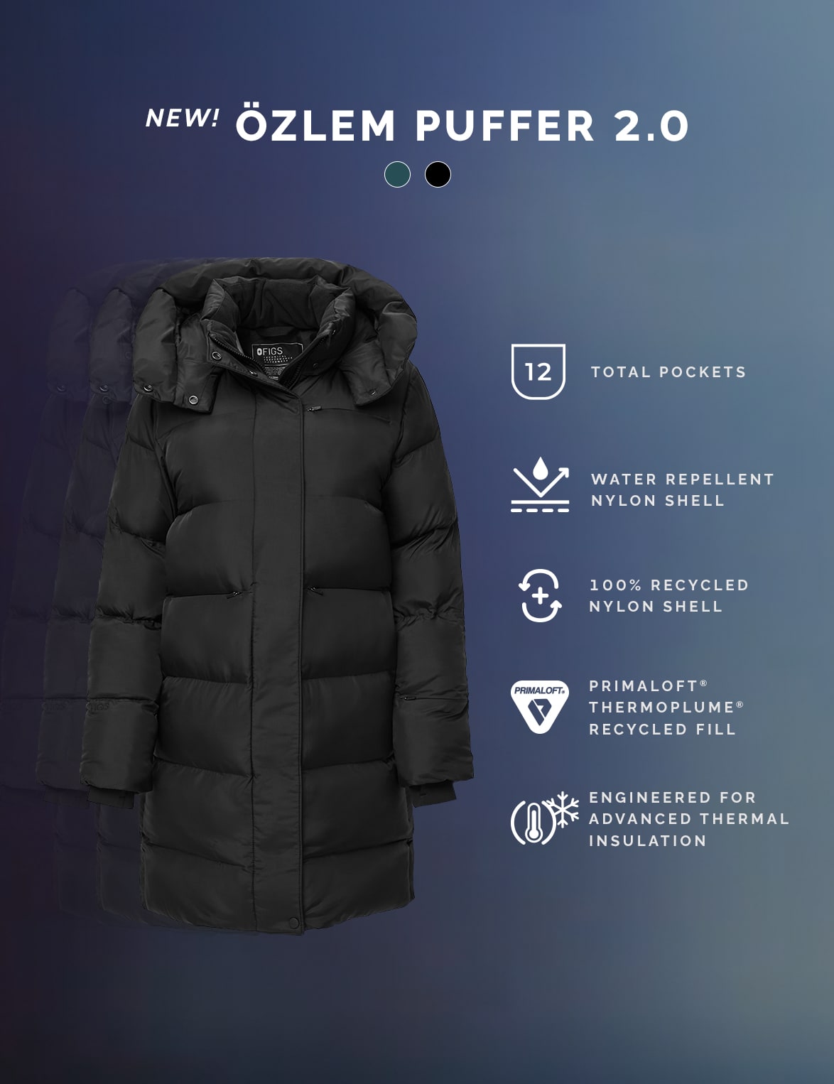 APP EXCLUSIVE: ÖZLEM PUFFER 2.0 — Built for advanced thermal regulation with tons of new features, available only in the NEW FIGS App!