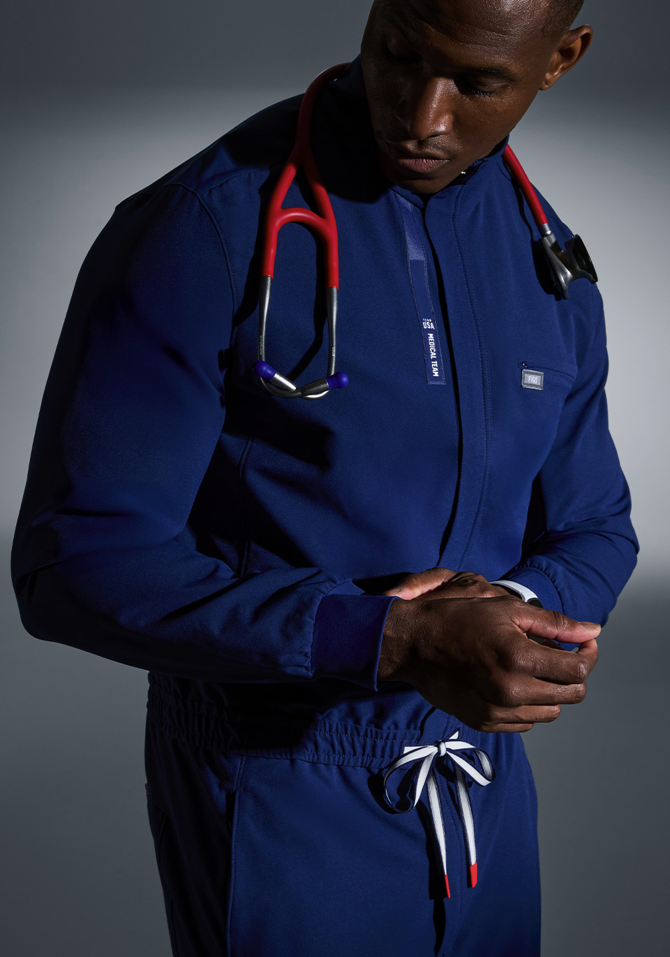Men's FIGS x Team USA Mock-Neck Scrubjumpsuit™ - Team USA Blue · FIGS