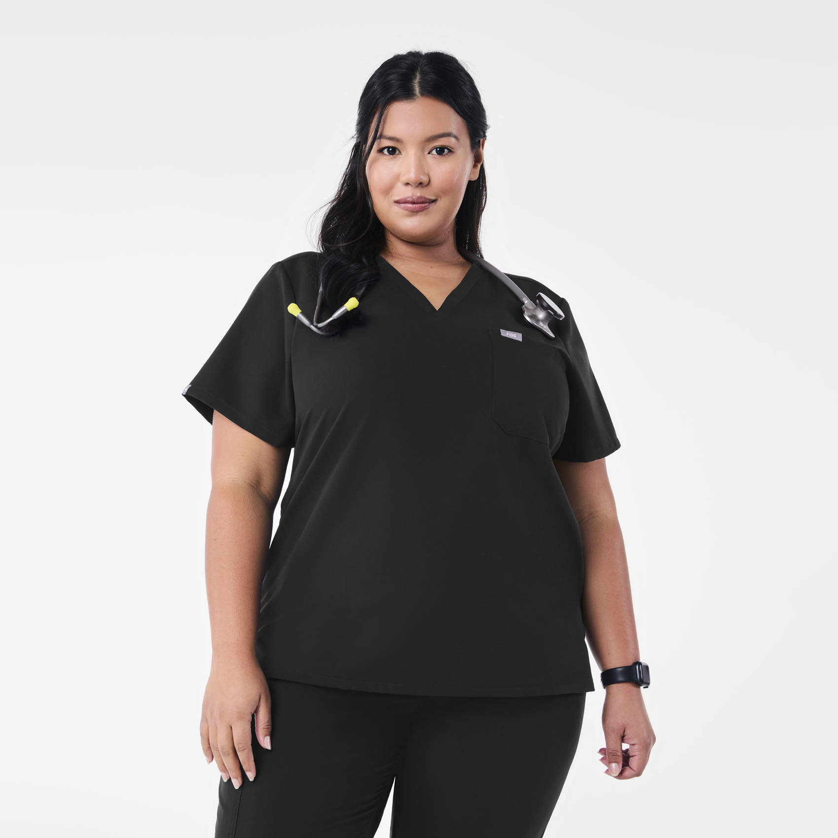 Blusa De Uniforme Médico Con Un Bolsillo Catarina™ Para Mujer - Negro · FIGS