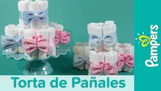 Cómo hacer una tarta de pañales para un baby shower - La