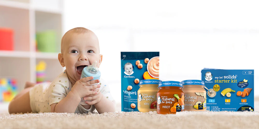 baby with gerber products