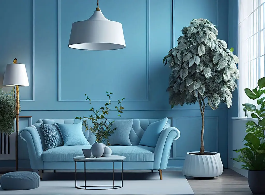 What colour goes with light blue?