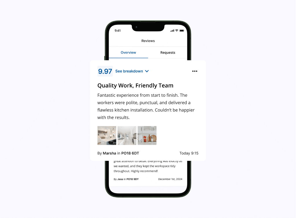 Reviews: Showcasing the best of your business to homeowners