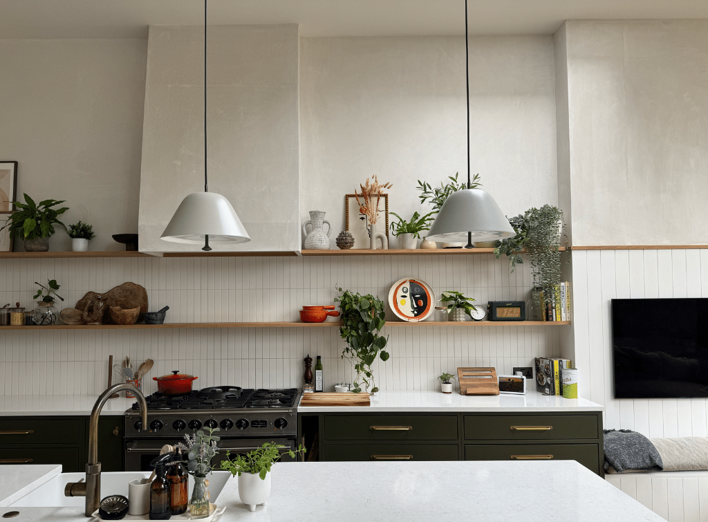 Limewash wall in kitchen