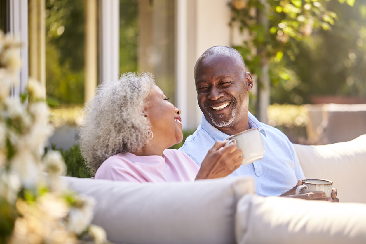 Medicare couple with coffee