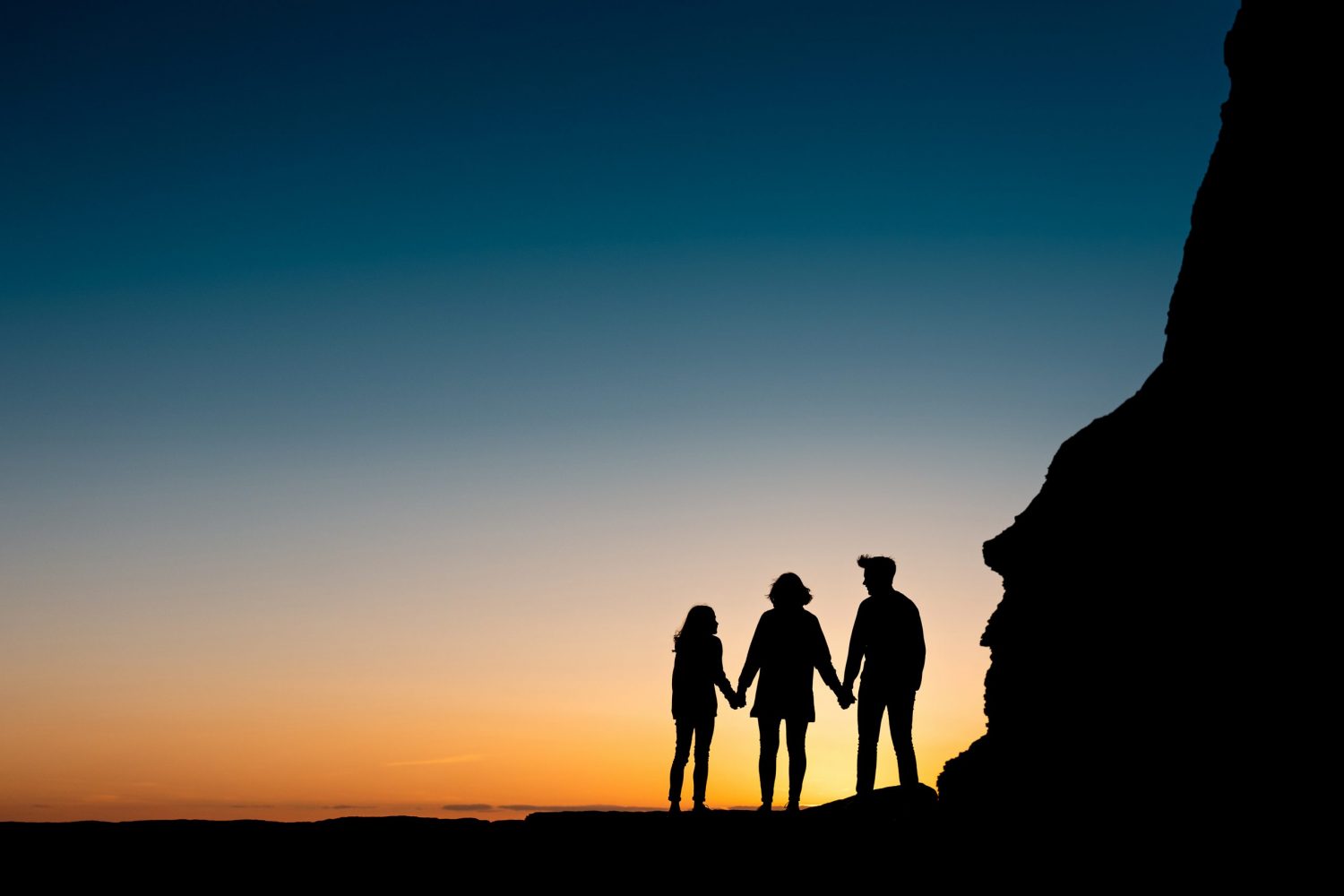 Family and sunset