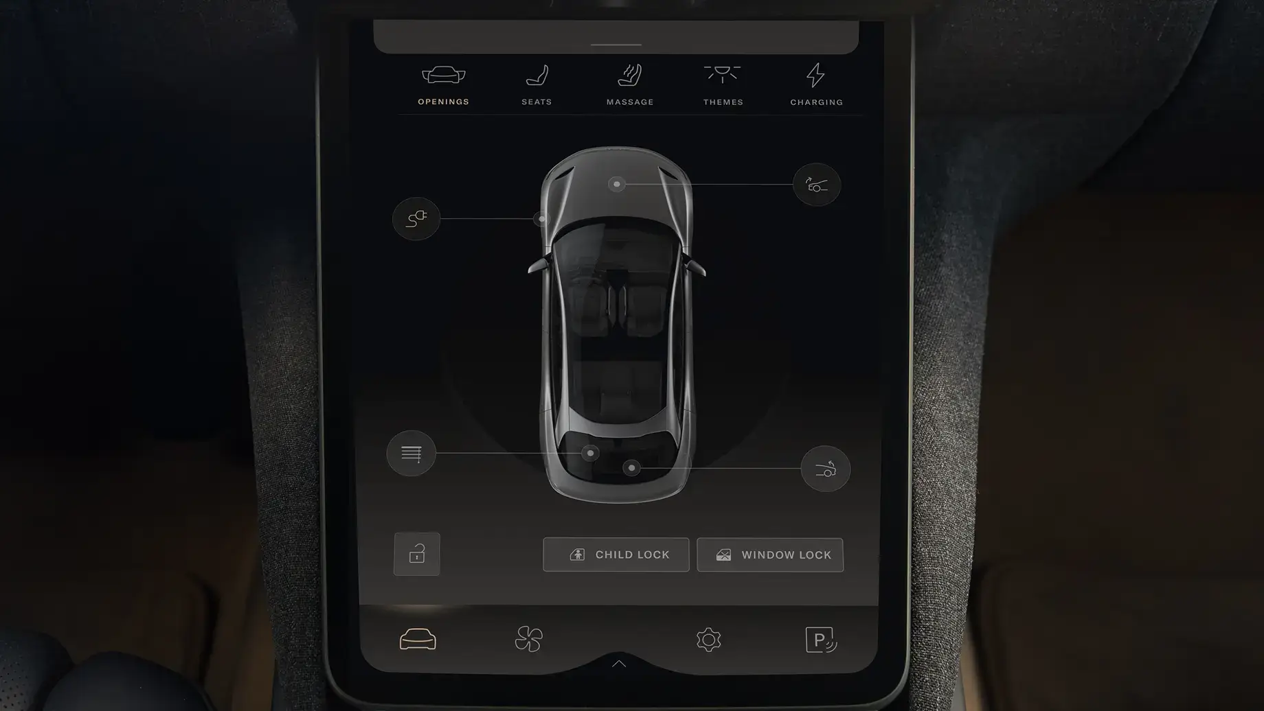 Tap the charge port icon on the Pilot Panel