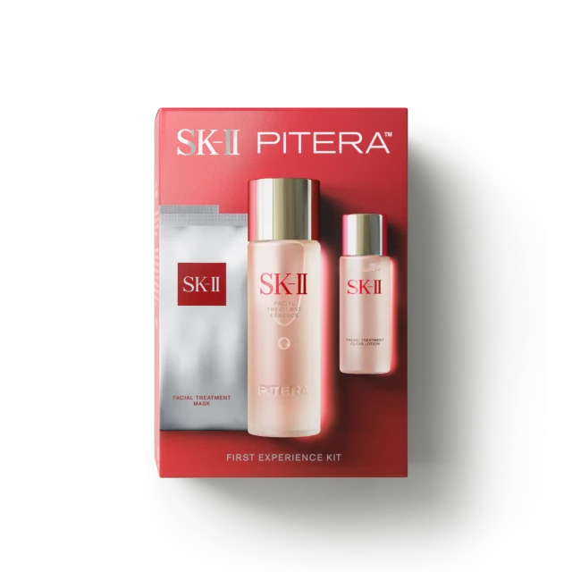 SK-II PITERA™ First Experience Kit เซ็ตสกินแคร์พื้นฐานเพื่อผิวกระจ่างใสประกอบไปด้วยเอสเซนส์ โทนเนอร์ และมาส์กบำรุงผิว