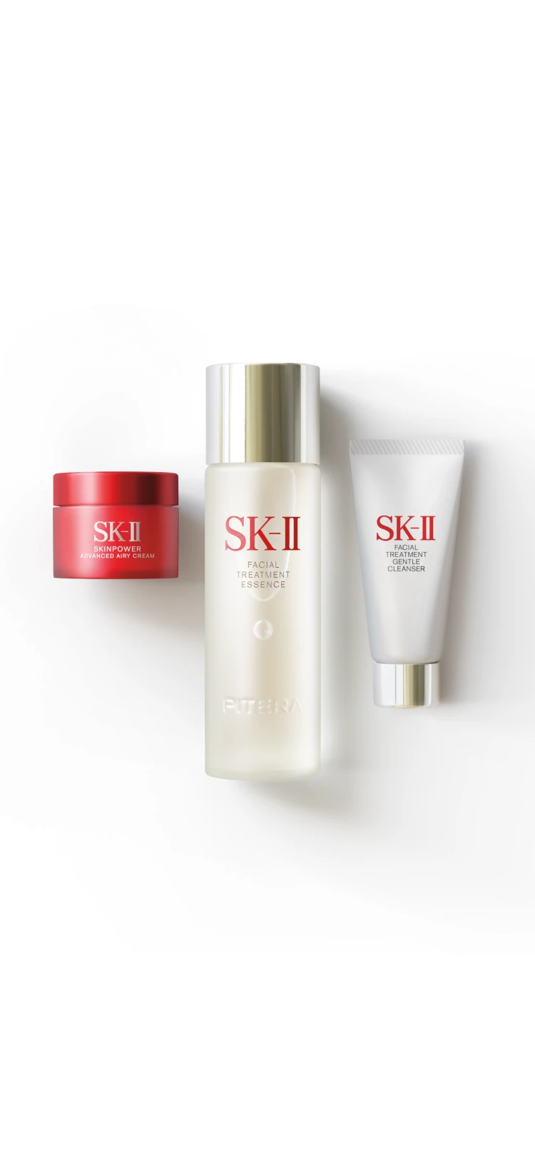 สัมผัสพลังแห่ง PITERA™ ด้วยเซ็ตผลิตภัณฑ์สกินแคร์ที่ขายดีที่สุดจาก SK-II ที่ประกอบด้วย 3 ขั้นตอนบำรุงผิว เพื่อเปลี่ยนผิวให้กระจ่างใสดุจคริสตัล