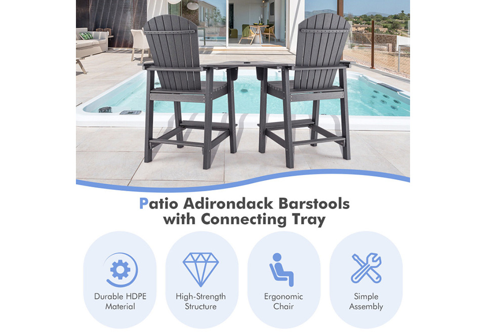 ADIRONDACK®  2脚セット 中古　美品 2-Piece Tall Adirondack Chairs with Middle Connecting Tray