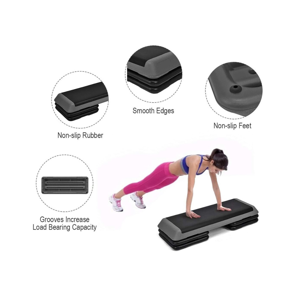 プロアクティブ7　Step 1.2.3 43'' Height Adjustable Fitness Aerobic Step Platform