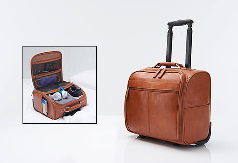 Rolling Widemouth Leather Underseat Carry-On 