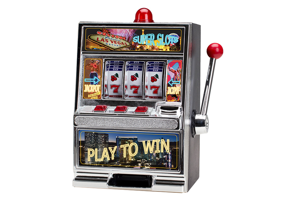 Tabletop casino slot machine takes coins Electronic piggy bank good style