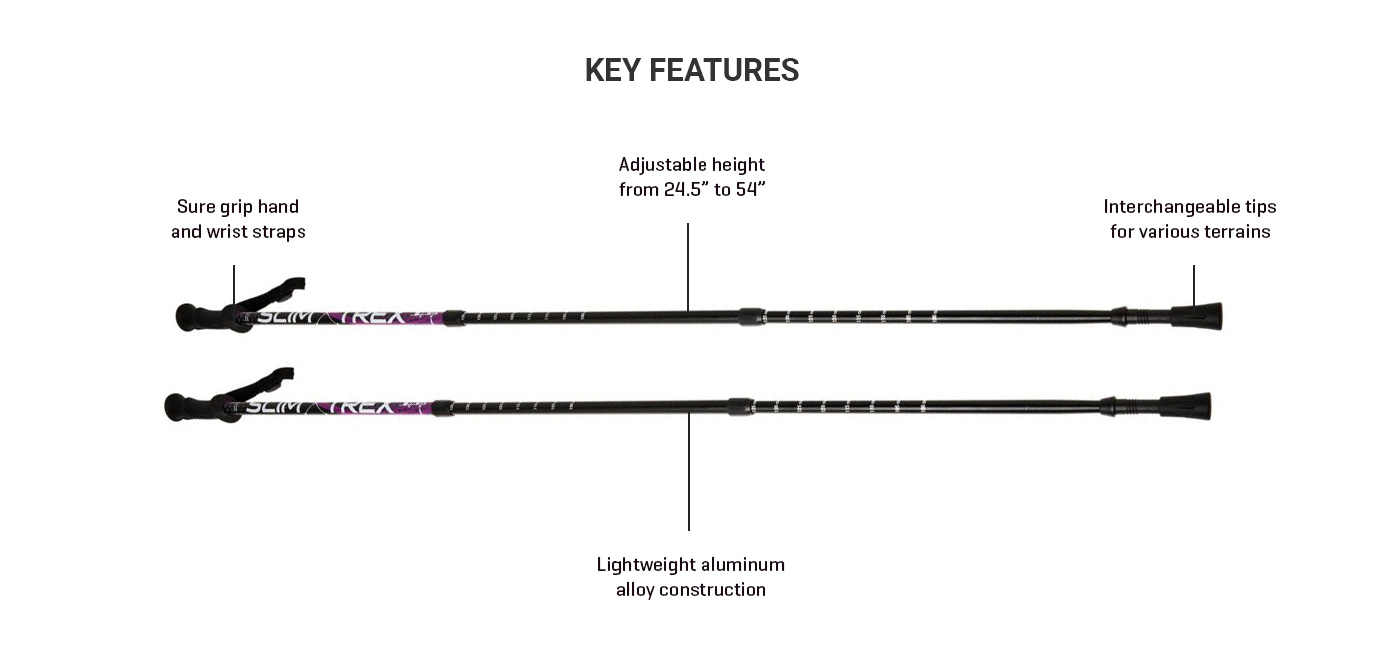 Echelon FitNation Slim Trex Walking Poles Key Features