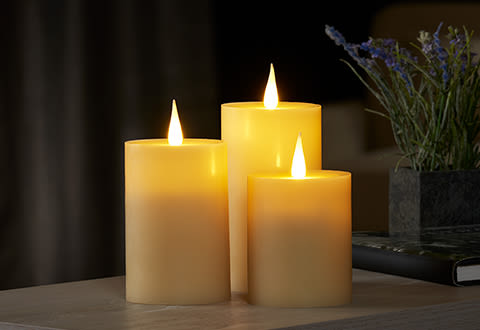LED Flameless Wax Candles (Set of 3) @