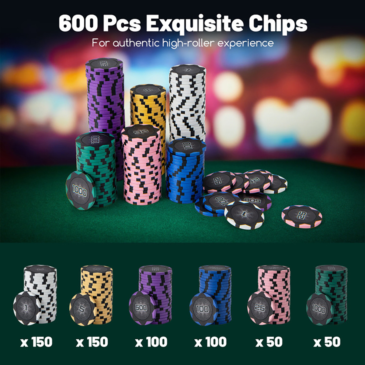 ポーカーテーブル チップ セット BestBuy ポーカーチップ ポーカーセット 数字入り チップ600枚