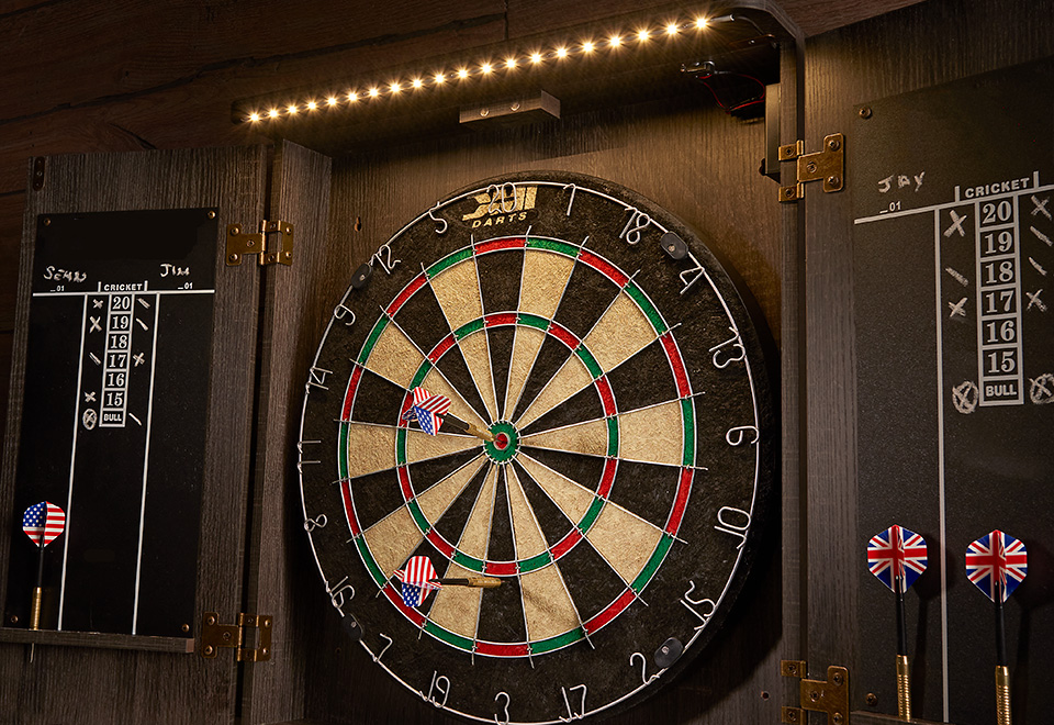 40inch Dartboard Cabinet with LED popular Lights